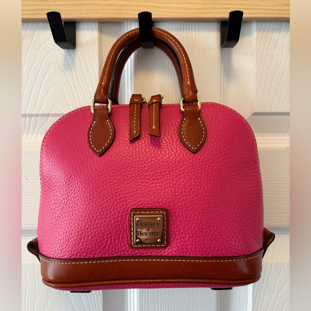 Dooney & Bourke Pebble Grain Mini Zip Zip Satchel in Hot Pink BNOT